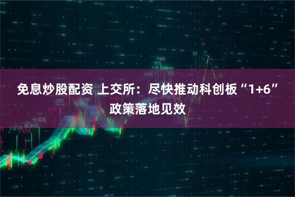 免息炒股配资 上交所：尽快推动科创板“1+6”政策落地见效